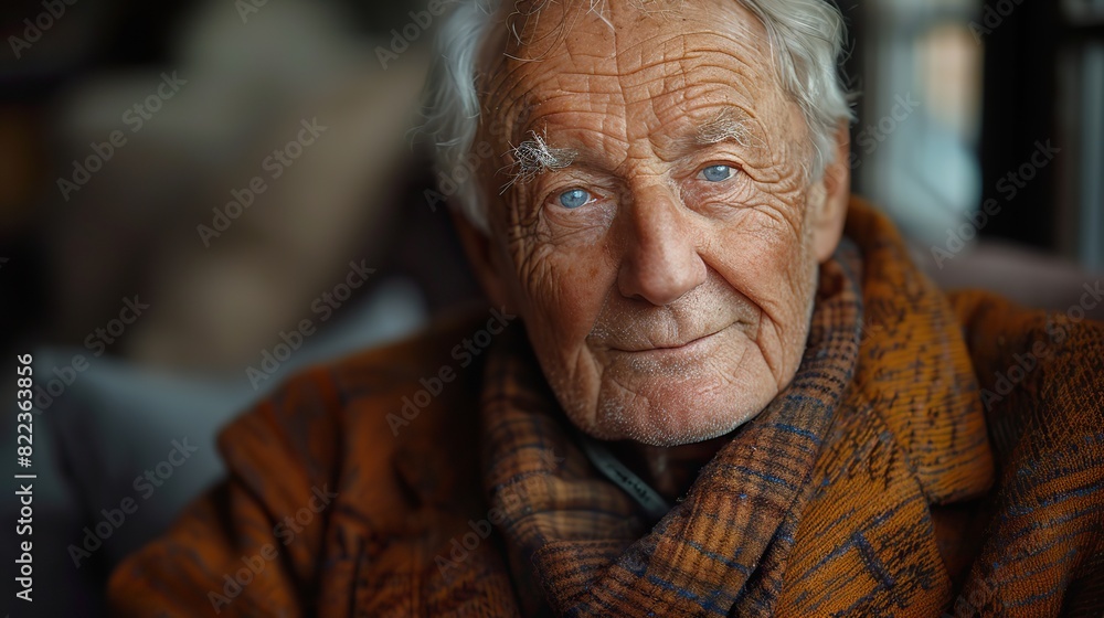 portrait of a happy elderly man look camera at home.stock image portrait of a happy elderly man look camera at home.stock image