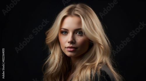 Wallpaper Mural Beautiful attractive blonde woman model with long hair on a dark background Torontodigital.ca