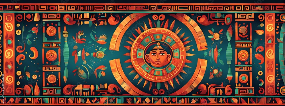 Dynamic Animated Illustration Border in Inca Maya Style with Spacious Copy Space Design for Creative Projects and Digital Artworks Dynamic Animated Illustration Border in Inca Maya Style with Spacious Copy Space Design for Creative Projects and Digital Artworks