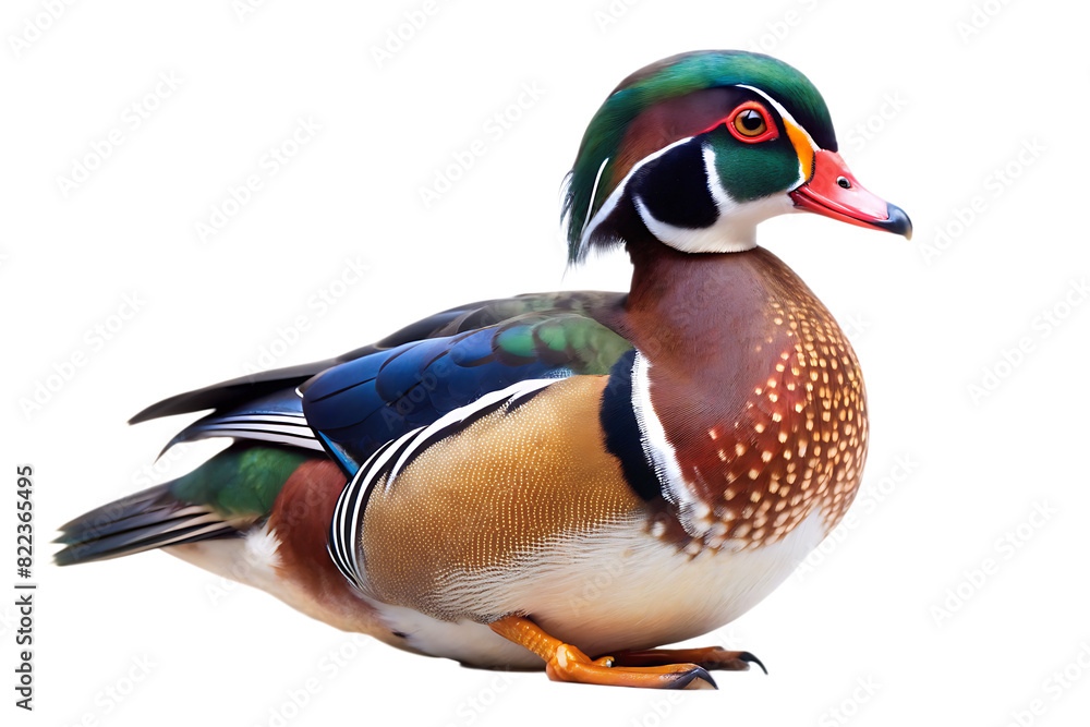 Obraz premium a carolina duck, white background. AI GENERATED