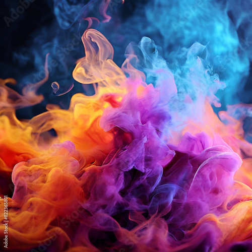 colorful shapes to bursts of smoke abstract background