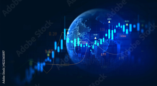 Stock market global  investment trading graph growth.Investment finance chart,stock market business and exchange financial growth graph.	
