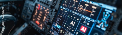 Photo of an electric helicopter prototype with AI inscription displayed on its control panel, showcasing AI integration in aviation control systems