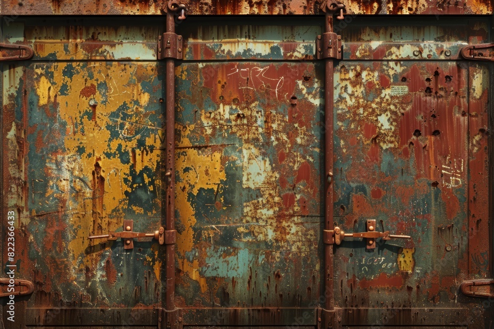 Photorealistic Image of Rusted Retired Container with Historical Markings for Industrial and Trade Nostalgia Themed Designs Photorealistic Image of Rusted Retired Container with Historical Markings for Industrial and Trade Nostalgia Themed Designs