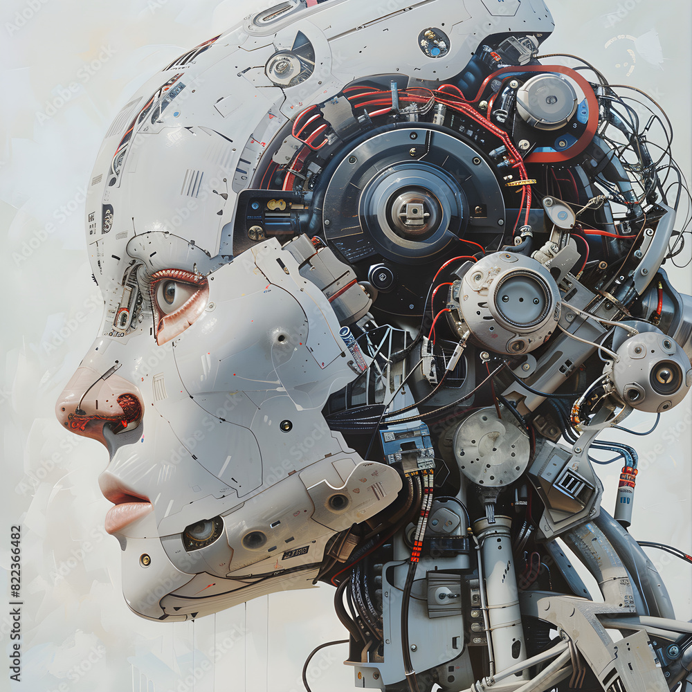 Fototapeta premium Mechanical brain and robot