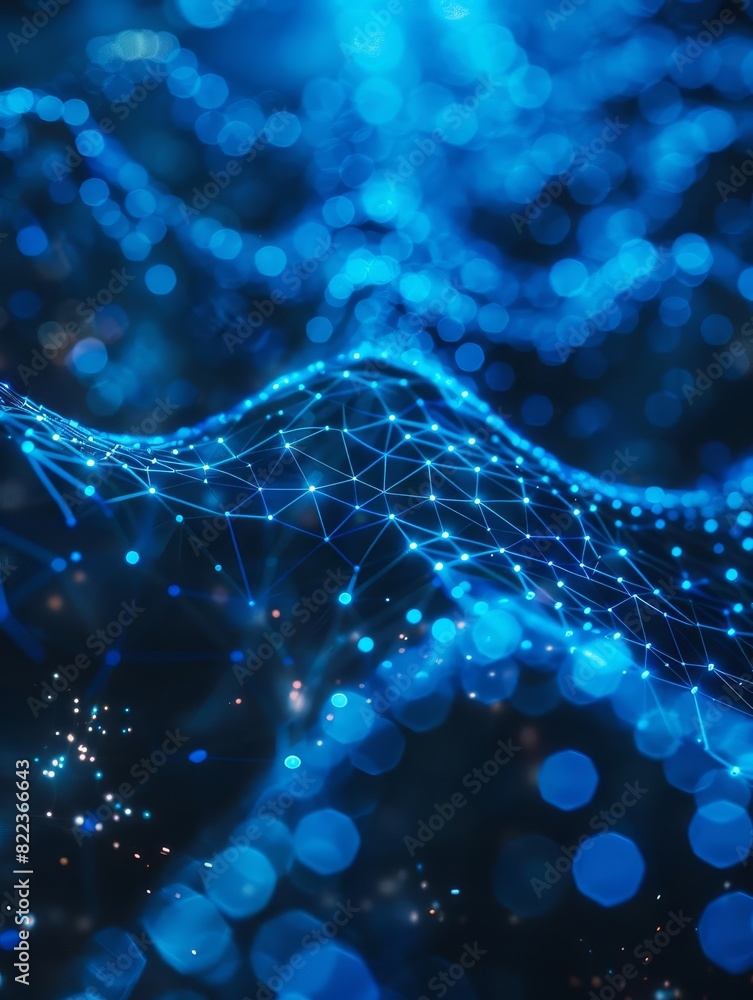 Digital and science technology concept with a futuristic network in blue, symbolizing advanced cyber communication and data innovation Digital and science technology concept with a futuristic network in blue, symbolizing advanced cyber communication and data innovation