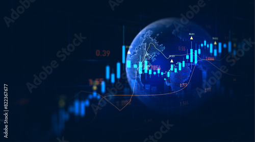 Stock market global  investment trading graph growth.Investment finance chart,stock market business and exchange financial growth graph.	
