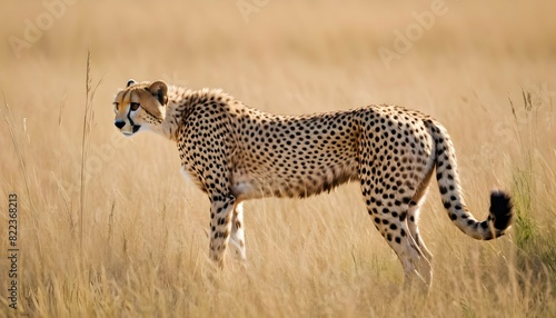 A Cheetah Stalking Its Prey Through Tall Grass