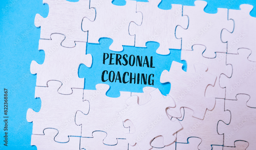 Fototapeta premium A puzzle with the word personal coaching written in the middle