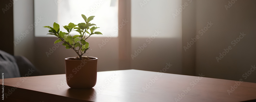 Many different houseplants in pots on chest of drawers near white wall, space for text Many different houseplants in pots on chest of drawers near white wall, space for text