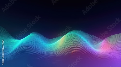 Dynamic wavy motion backdrop with iridescent hues and luminous particle effects
