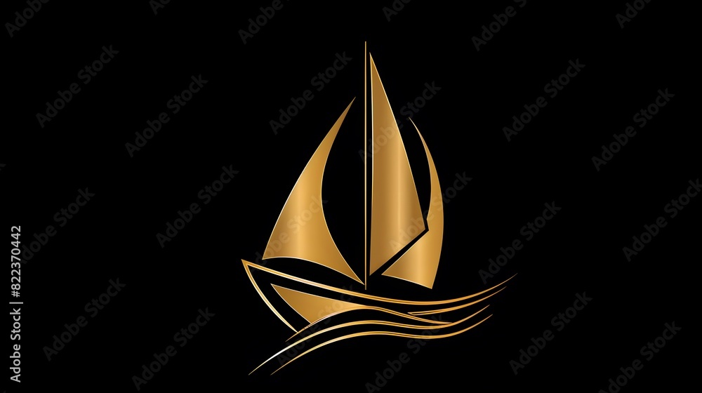 Elegant illustration of a stylized sailboat with moon, perfect for logos or maritime themes Elegant illustration of a stylized sailboat with moon, perfect for logos or maritime themes
