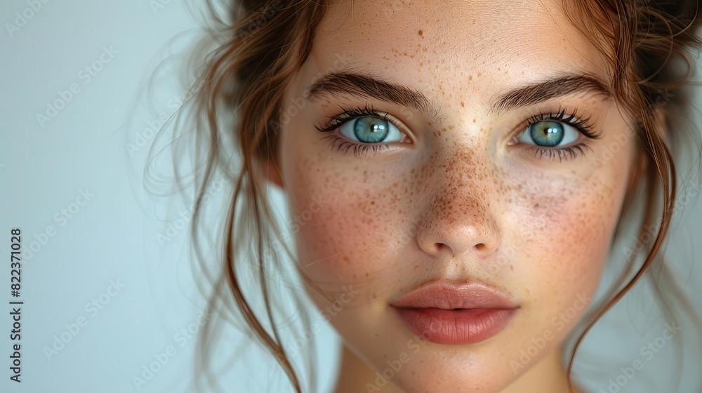 portrait of a young woman on white studio background skincare and make up.stock photo portrait of a young woman on white studio background skincare and make up.stock photo