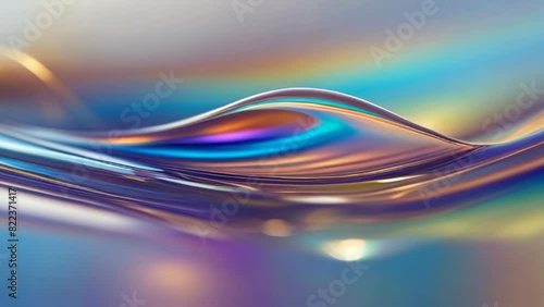 fluid or gel texture with a colorful and reflective shimmering iridescent background.  photo