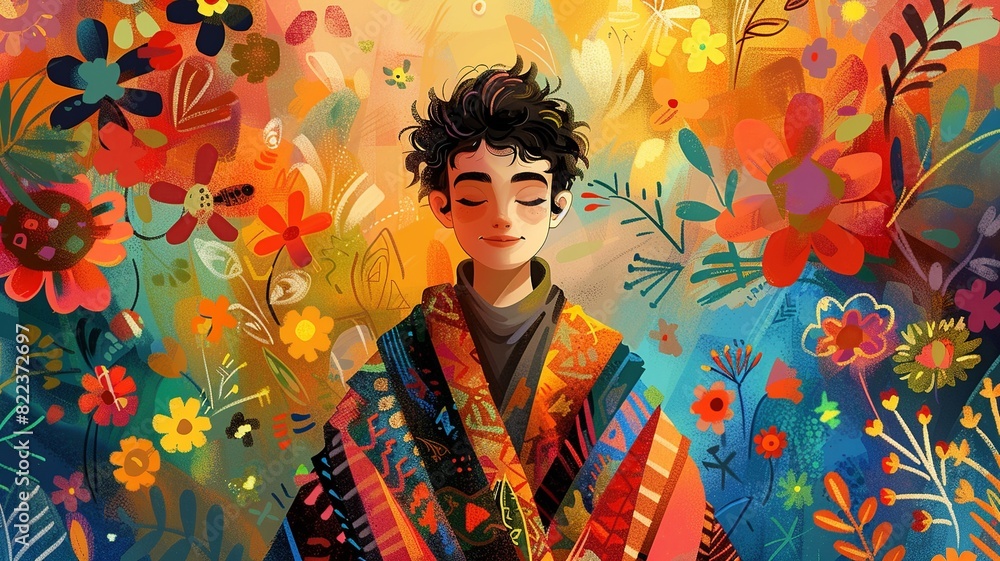 Explore a humorous illustration capturing Joseph's escapades in his coat of many colors, showcasing the diverse reactions of people around him in a comical and engaging manner Explore a humorous illustration capturing Joseph's escapades in his coat of many colors, showcasing the diverse reactions of people around him in a comical and engaging manner