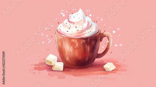 Hot chocolate flat design side view warm theme water color analogous color scheme