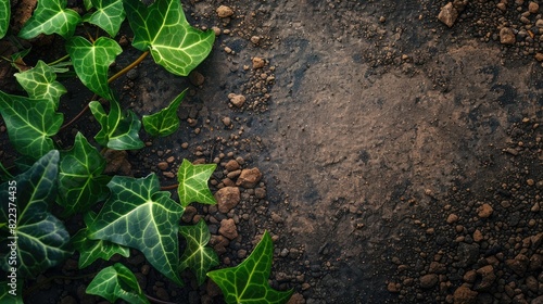 Ecology concept with green leaves and earthy background