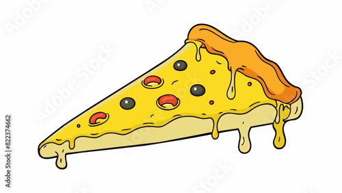 A blob of gooey melted grease that drips down the side of a hot pizza slice.. Cartoon Vector