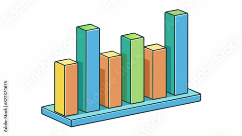 A bar graph with multiple bars of varying heights representing the distribution of shares a different stakeholders and the idea of sharing ownership. Cartoon Vector