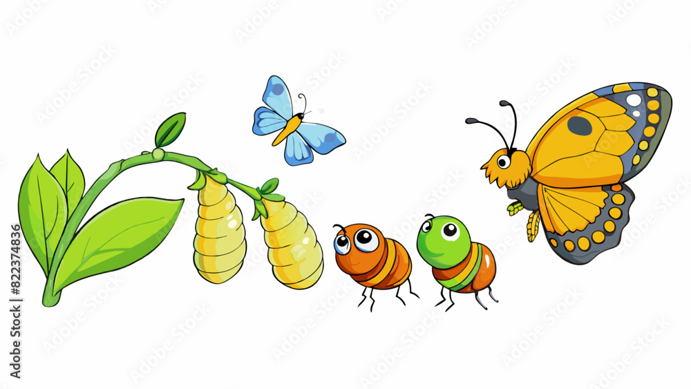 A butterflys life cycle The cycle of a butterfly begins with a tiny egg hatching into a caterpillar which then eats leaves and grows larger. It then. Cartoon Vector