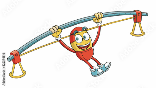 A bungee cord suspended from a bridge displaying the flexibility and ability of a muscle to contract and stretch.. Cartoon Vector