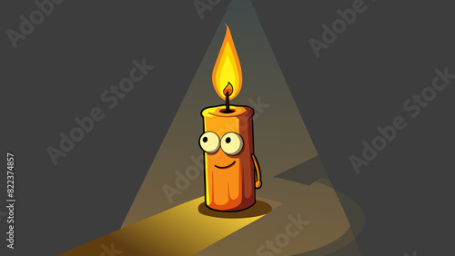 A candle burning brightly in a dark room casting its warm glow and dispelling the shadows a reminder that even in the darkest of times there is always. Cartoon Vector