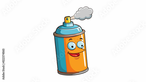 A can of hairspray emits a faint sweetsmelling mist as it is sprayed leaving a sleek and shiny finish on the hair.. Cartoon Vector
