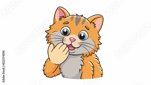 A cat rubbing its face against its owners hand purring contentedly. The cats fur is soft and fluffy with tiny barbs that tickle the skin.. Cartoon Vector