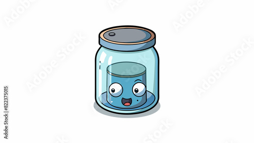 A clear glass jar completely devoid of any contents. It is neither full nor empty simply a vessel with nothing inside.. Cartoon Vector
