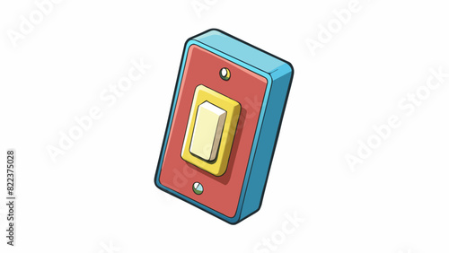 A classic light switch on a wall when clicked on it turns a light on or off.. Cartoon Vector