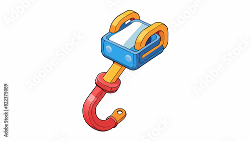 A colorful plastic hook with a flexible adjustable arm designed to hold a smartphone or tablet in place for handsfree viewing.. Cartoon Vector