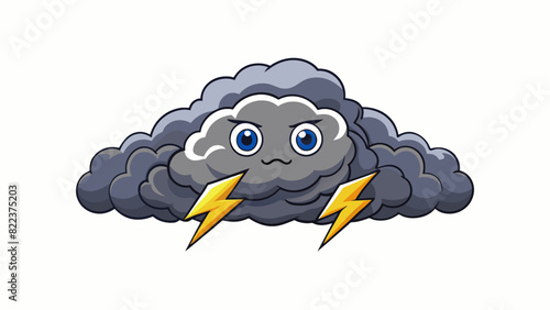 A dark and stormy sky ominous and foreboding with heavy grey clouds rolling in and lightning flickering in the distance.. Cartoon Vector
