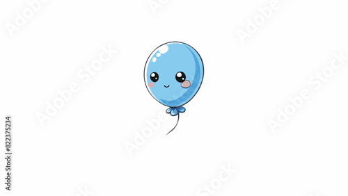A delicate baby blue balloon floating gracefully in the air. The color appears light and airy giving the impression of weightlessness and freedom.. Cartoon Vector