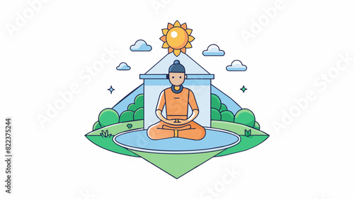 A deep sense of peace and tranquility that washes over a person while meditating in a quiet secluded spot. This unseen force connects them to a higher. Cartoon Vector