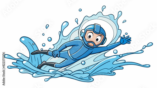 A diver plunges into a body of water creating a powerful impact as they break the surface. The water splashes in all directions and ripples form as. Cartoon Vector