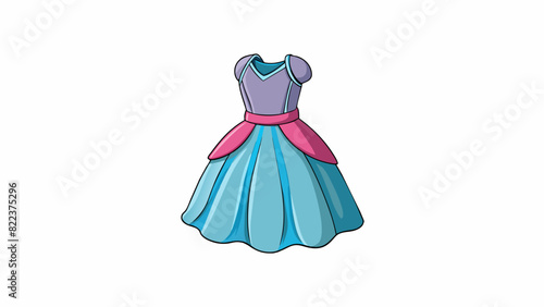A dress with one half made of a soft flowy fabric and the other half made of a shiny metallic material. The two fabrics are stitched together in the. Cartoon Vector