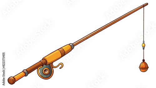 A fishing rod A long flexible rod with a reel and line for catching fish in bodies of water.. Cartoon Vector