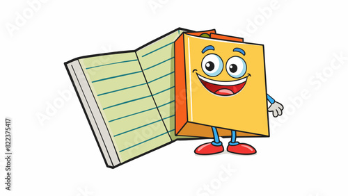 A folded piece of paper that opens up to reveal different sections. The front is blank but the inside has a colorful illustration of a cartoon. Cartoon Vector