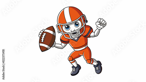 A football player intercepting a pass from the opposing team his arms extended out to catch the ball. The ball is made of synthetic leather and has. Cartoon Vector