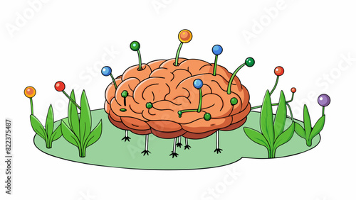 A garden The brain is often described as a garden with the neurons representing the plants and the synapses as the pathways connecting them. Just like. Cartoon Vector