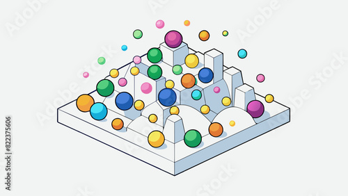 A group of colorful dots tered across a canvas varying in size and placement creating an abstract art piece.. Cartoon Vector