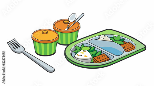 A homecooked meal served on reusable plates and utensils reflects consideration for reducing waste and promoting sustainability.. Cartoon Vector