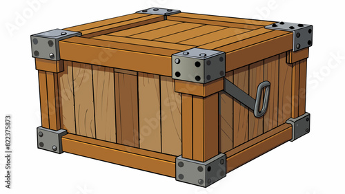 A large wooden shipping crate with reinforced corners and metal latches. It is heavy and durable measuring 3 feet by 2 feet by 2 feet and can hold a. Cartoon Vector