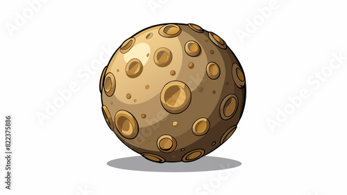 A large round shape covered in deep craters and barren landscapes. The surface is rocky and rugged with shadows cast by the nearby stars and planets.. Cartoon Vector