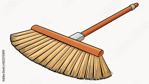 A large wide brush with long thin bristles perfect for sweeping away dust and debris from floors or carpets. The bristles are made of synthetic. Cartoon Vector