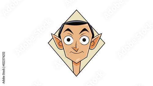 An angular face with chiseled cheekbones a long pointed chin and a sharp jawline. The eyes are almondshaped framed by thick eyebrows and the nose is. Cartoon Vector