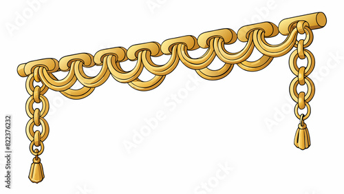 An elegant curtain chain with delicate intricate designs etched into each link. The chain is lightweight and thin yet strong enough to hold up heavy. Cartoon Vector