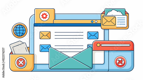 An email account with folders labeled Inbox Sent Spam and Trash. It also has a search bar a compose button and options to mark emails as read or. Cartoon Vector