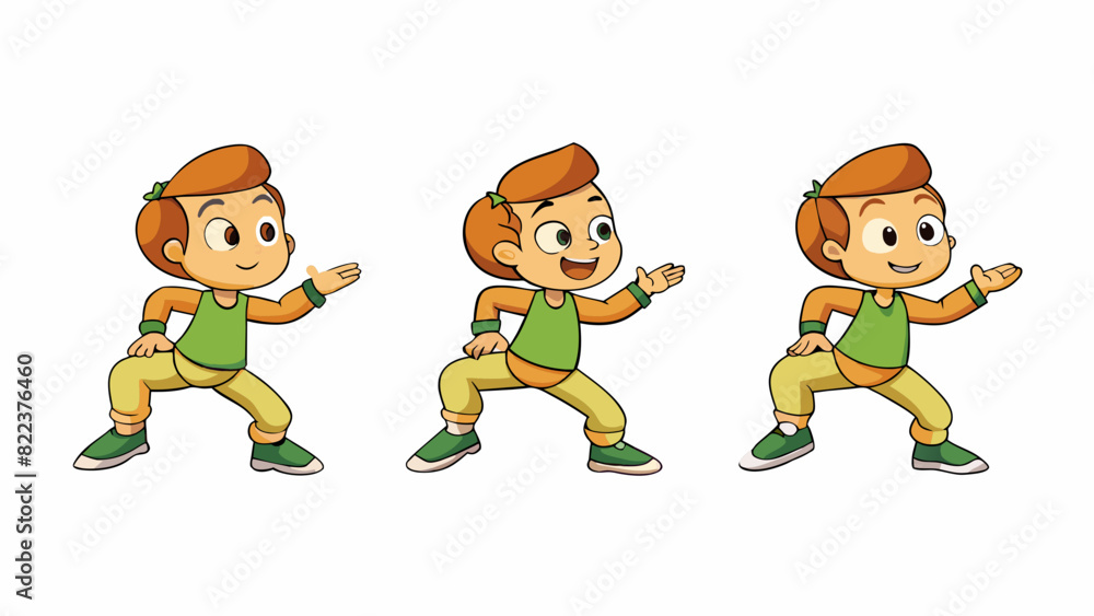 Fototapeta premium A perfectly exeed dance routine with seamless transitions and synchronized steps representing discipline in dance and dedication to practice.. Cartoon Vector