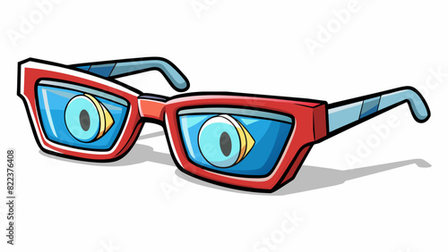 A pair of glasses with a missing screw causing one lens to be crooked and constantly slipping down the wearers nose making it hard to see properly.. Cartoon Vector